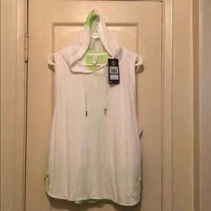 Lime green and white athletic top